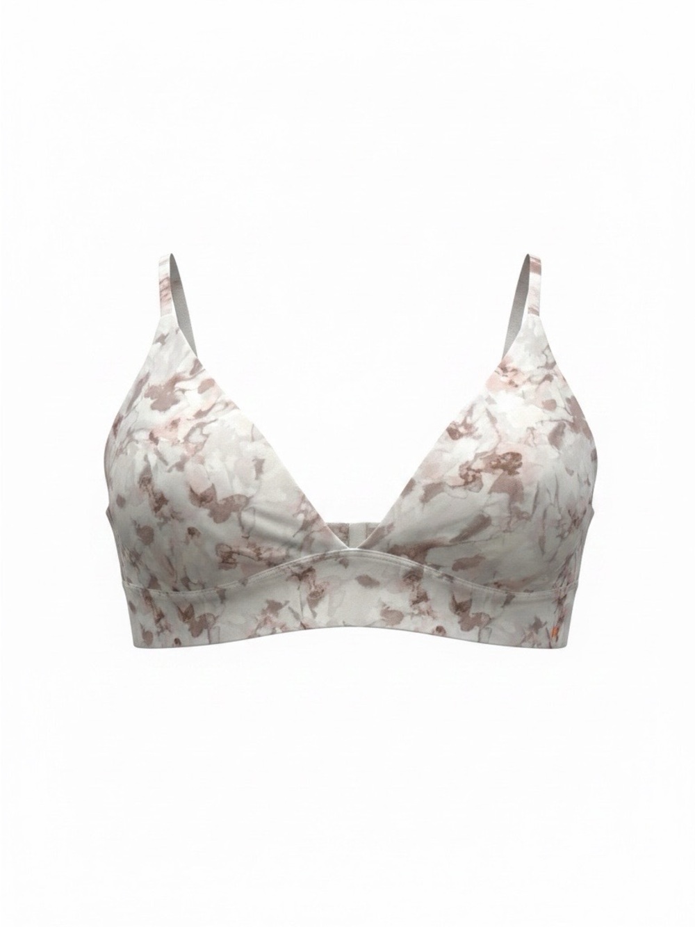 Danskin Marble-Print Wireless Bralette - White & Taupe Pink